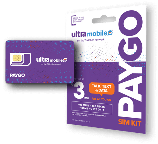 Paygo手机卡，T-Mobile网络，月租三美元，可代转为eSIM，顺丰包邮，现货速发！