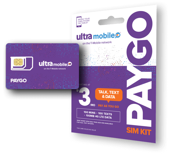 Paygo手机卡，T-Mobile网络，月租三美元，可转为eSIM，现货顺丰速发！